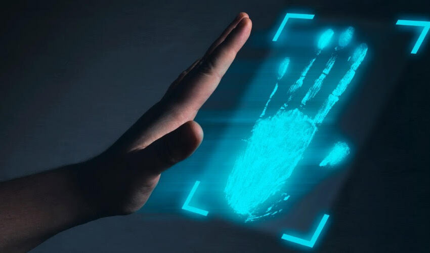 image of palm reader scanning a palm for retail checkout purposes
